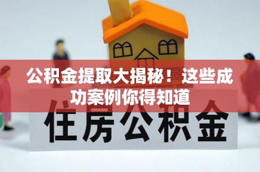 湖滨公积金提取大揭秘！这些成功案例你得知道