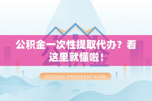 湖滨公积金一次性提取代办？看这里就懂啦！
